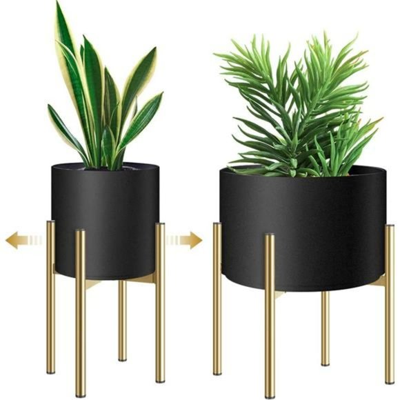 Plant Stand, Metal Plant Stands Adjustable for 8 - 12 inches Pot, Gold 1Pack - Picture 1 of 6